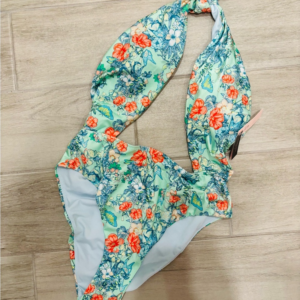 Victoria’s Secret Butterfly Floral High Wrap High Neck Halter Bikini size M NWT - Picture 8 of 11